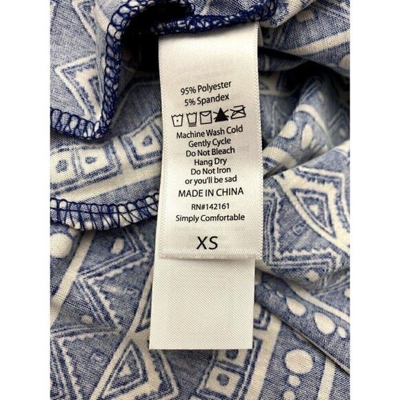 LuLaRoe Mitzi Shirt Top Blue White With Sash NEW - Picture 4 of 6